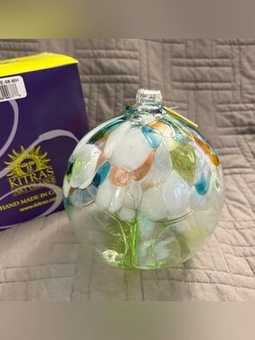 Kitras Art Glass Suncatcher Tree Of Rebirth Orb Sphere Ornament Witch Ball 6”